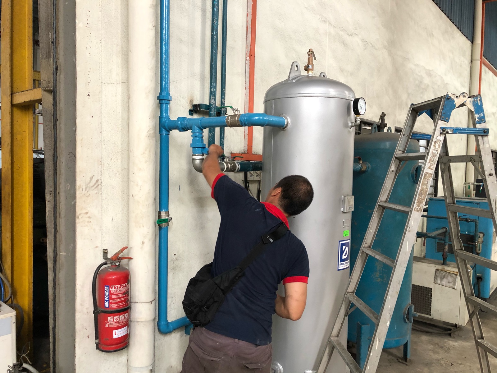 New 2 G.I. Pipe Installation Works From The Compressed Dry Air System 