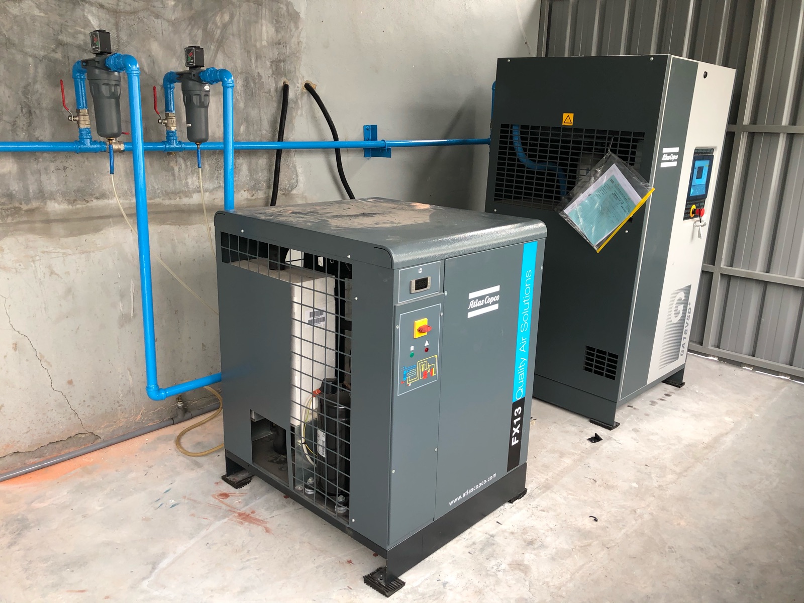 Atlas Copco Air Compressor GA18VSD+ & Atlas Copco Air Dryer FX13 Installation Works 