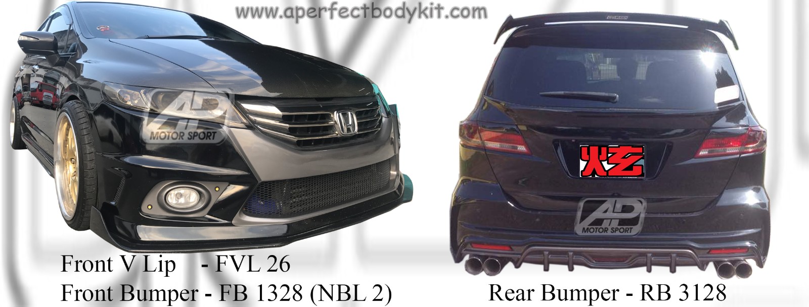 Honda Odyssey RB3 NBL 2 Front V Lip, Front Bumper, Rear Bump