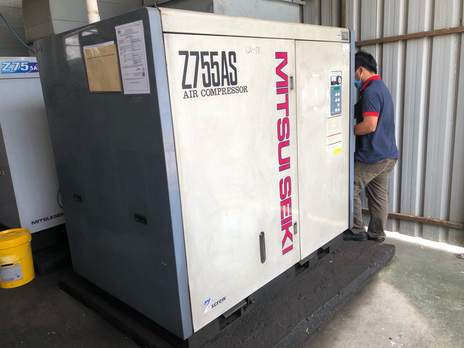 Service 100 HP Mitsui Seiki Air Compressor Z755AS 