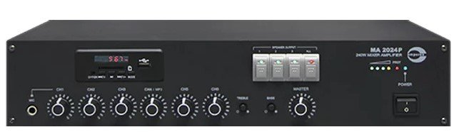 MA2024P. Amperes 240W 100V Line Desktop Mixer Amplifier with