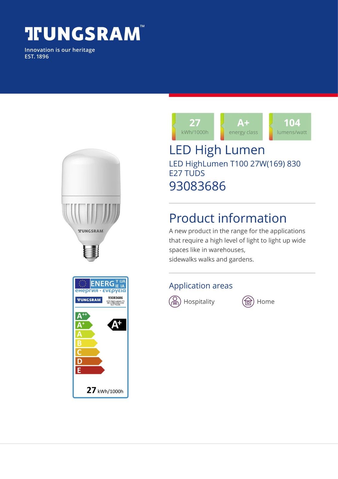 LED High Lumen T100 Bulbs 