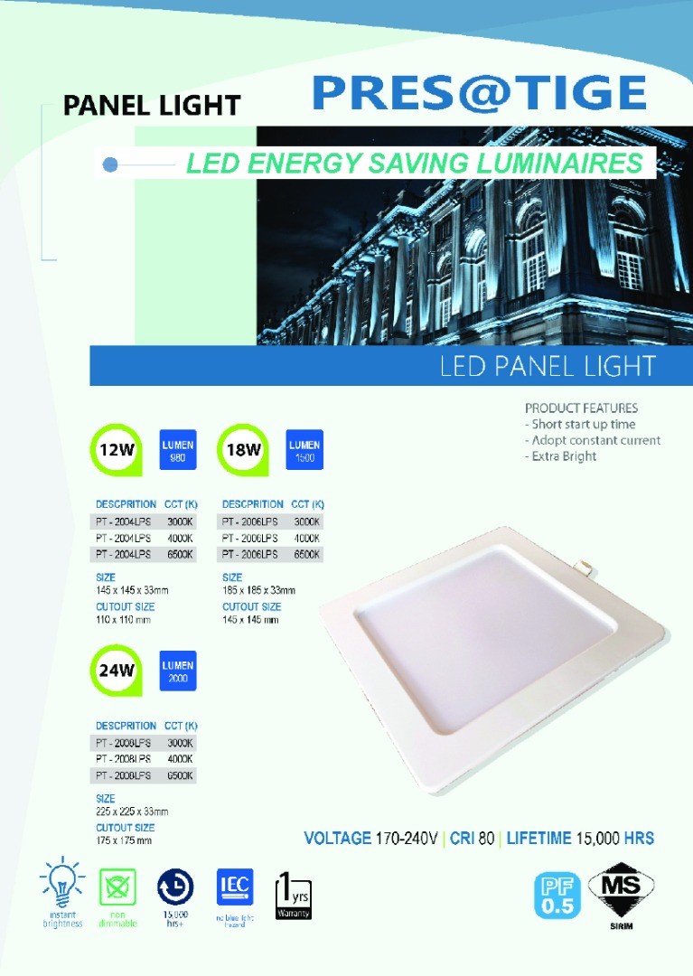 LED Downlight Panel Light 12W-24W SQUARE