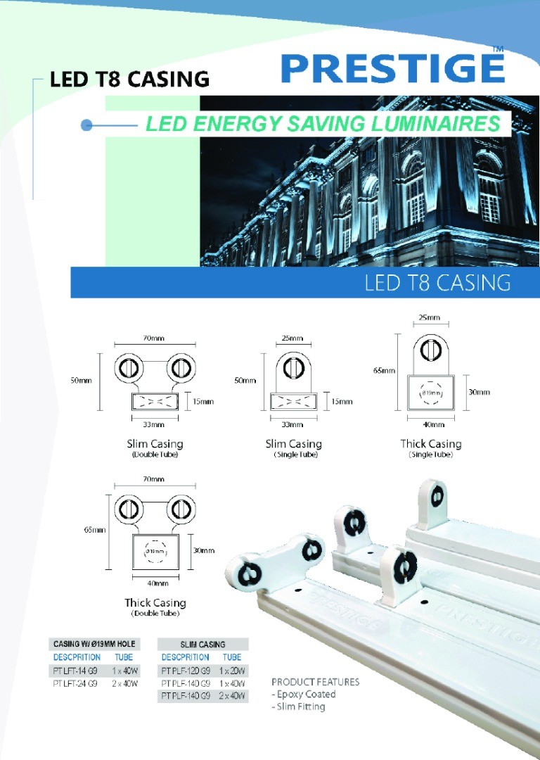 LED T8 Casing 2 x 40W