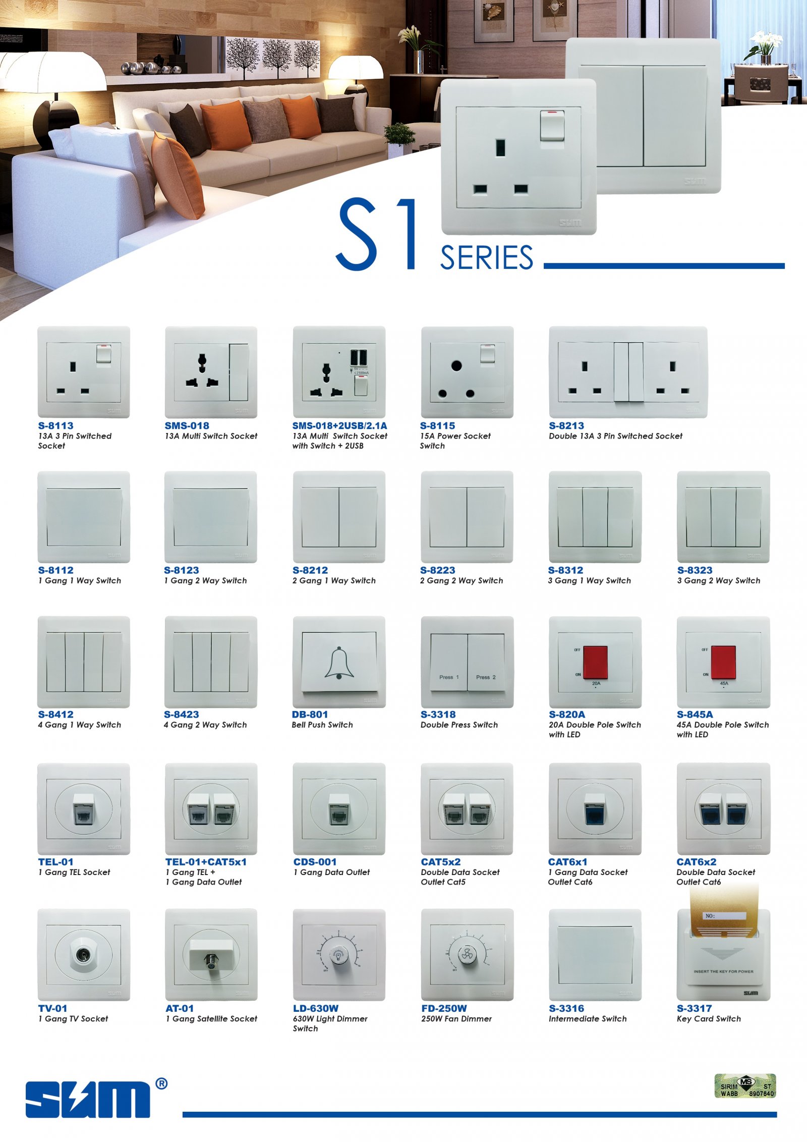 S1 Switches Johor Bahru Switches Socket Adapter, Portable Socket Manufacturer electrical