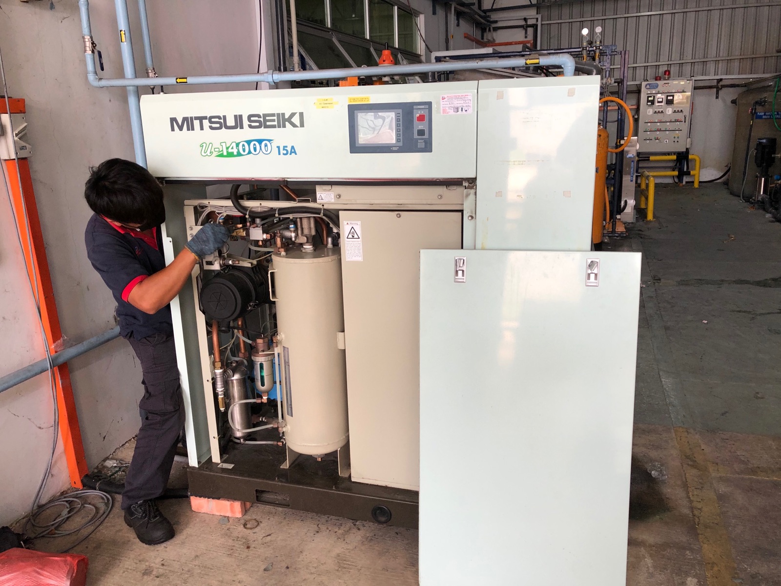 Repair Mitsui Seiki Oil Free Air Compressor u-14015A 