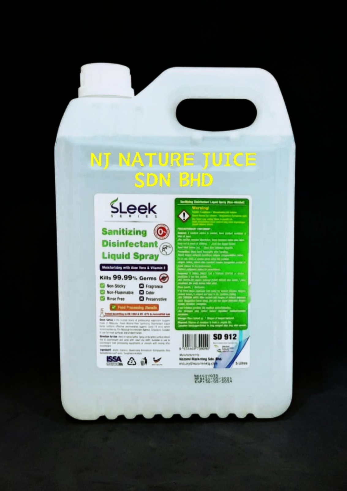Sleek Sanitizing Disinfectant Liquid Spray (5 Litre)