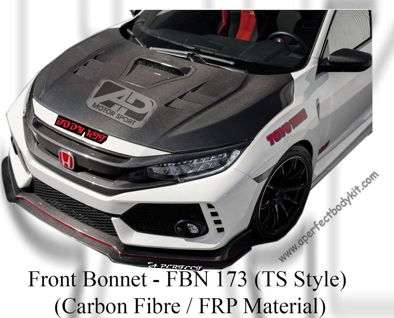 Honda Civic FC 2015 TS Style Carbon Fibre Front Bonnet 