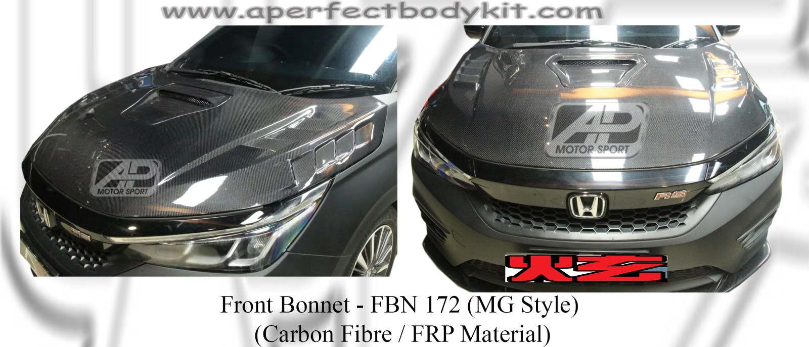 Honda City 2020 MG Style Front Bonnet (Carbon Fibre / FRP Ma