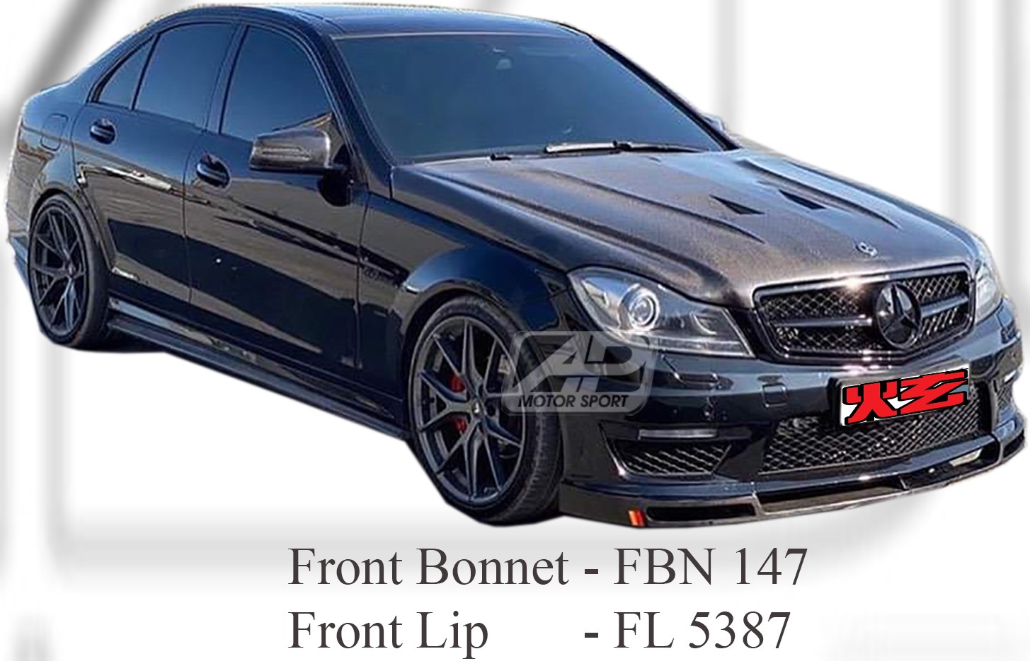 Mercedes C Class W204 Front Bonnet & Front Lip (Carbon F