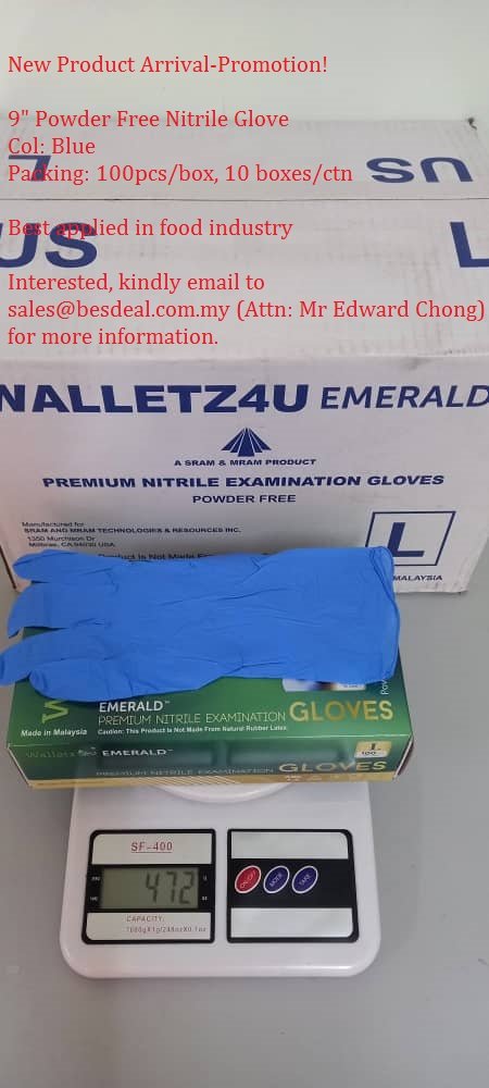 9" Powder Free Nitrile Glove