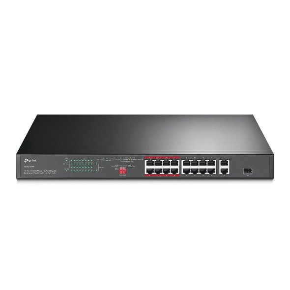 TL-SL1218P.TPLink 16-Port 10/100 Mbps + 2-Port Gigabit Rackm