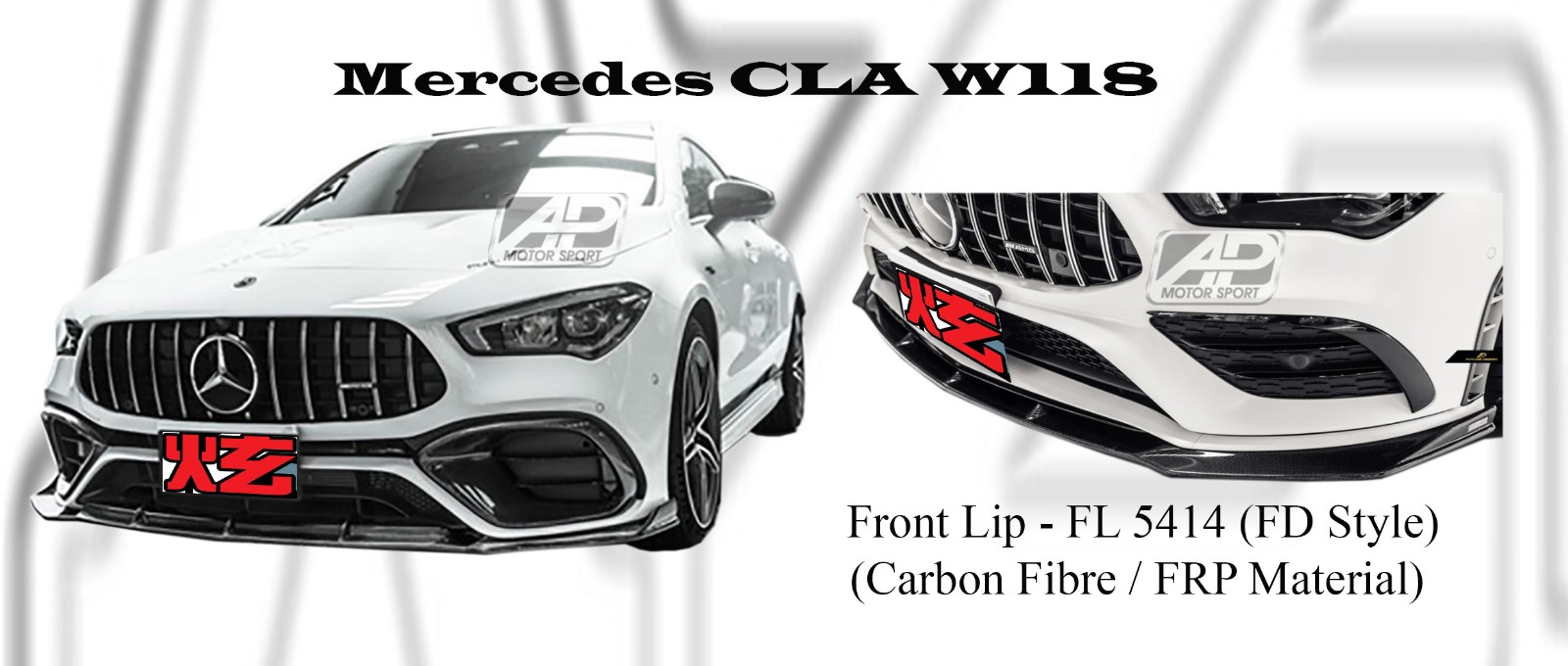 Mercedes CLA W118 Front Lip (FD Style) Carbon Fibre / FRP Ma