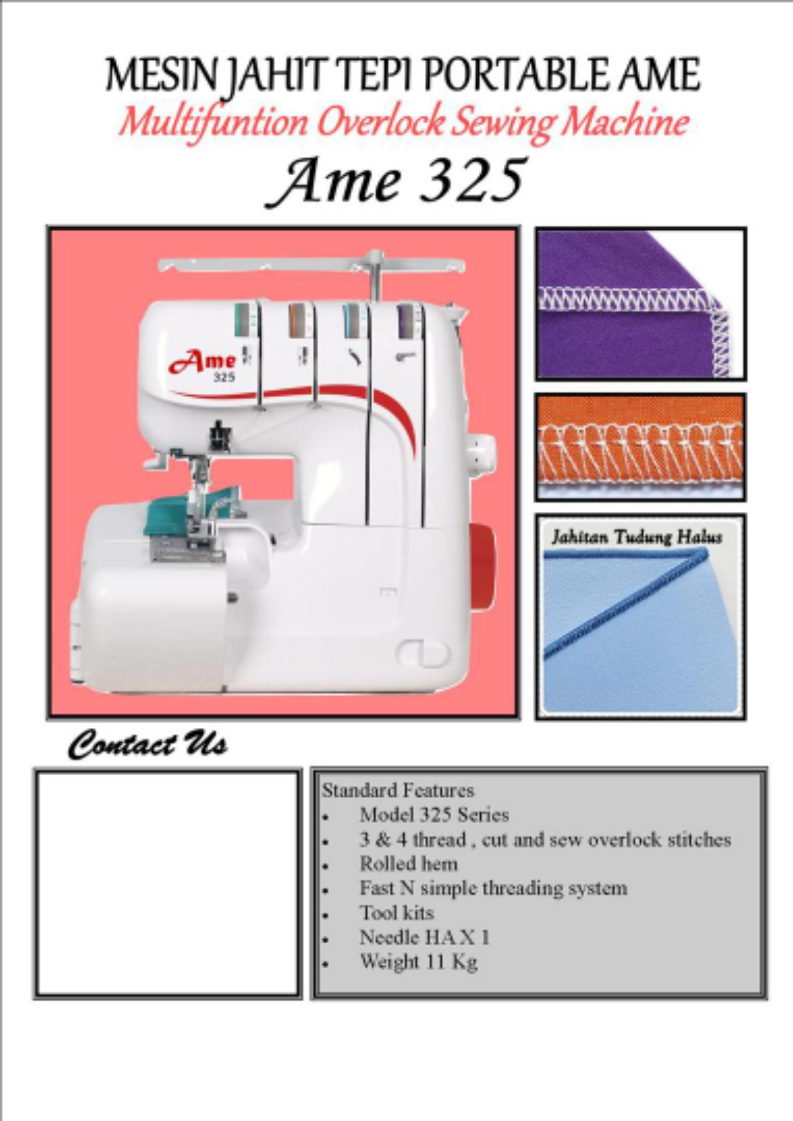 AME PORTABLE OVERLOCK SEWING MACHINE Johor Bahru, JB, Malaysia Supply