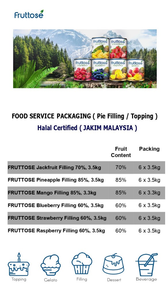 Fruttose ( Filling/Topping)- Halal Certified (Jakim Malaysia