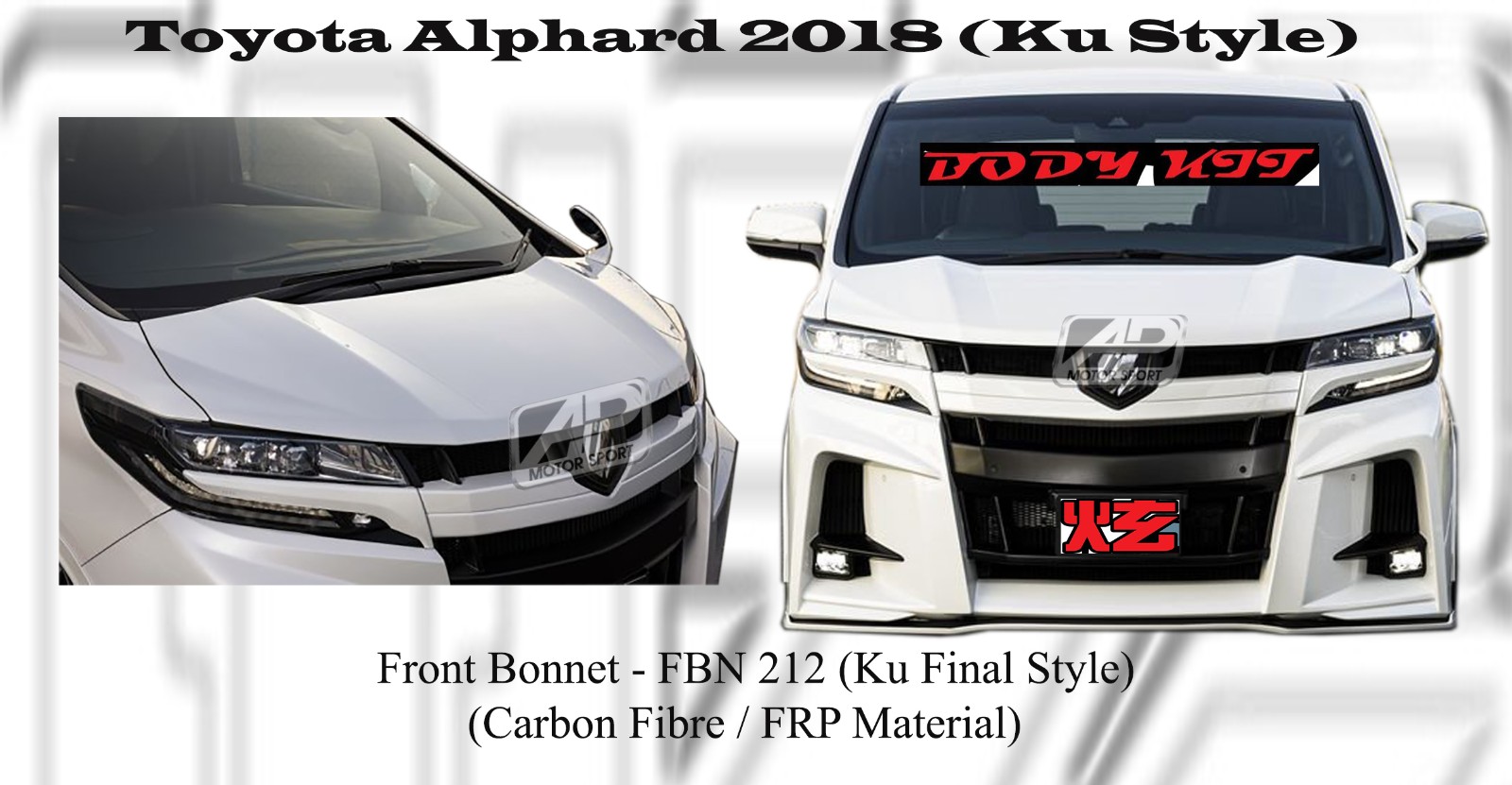 Toyota Alphard 2018 Front Bonnet (Ku Final Style) (Carbon Fi