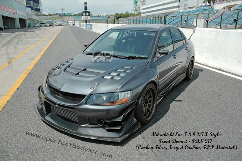 Mitsubishi Evo 7, 8, 9 VTX Style Front Bonnet (Carbon Fibre,