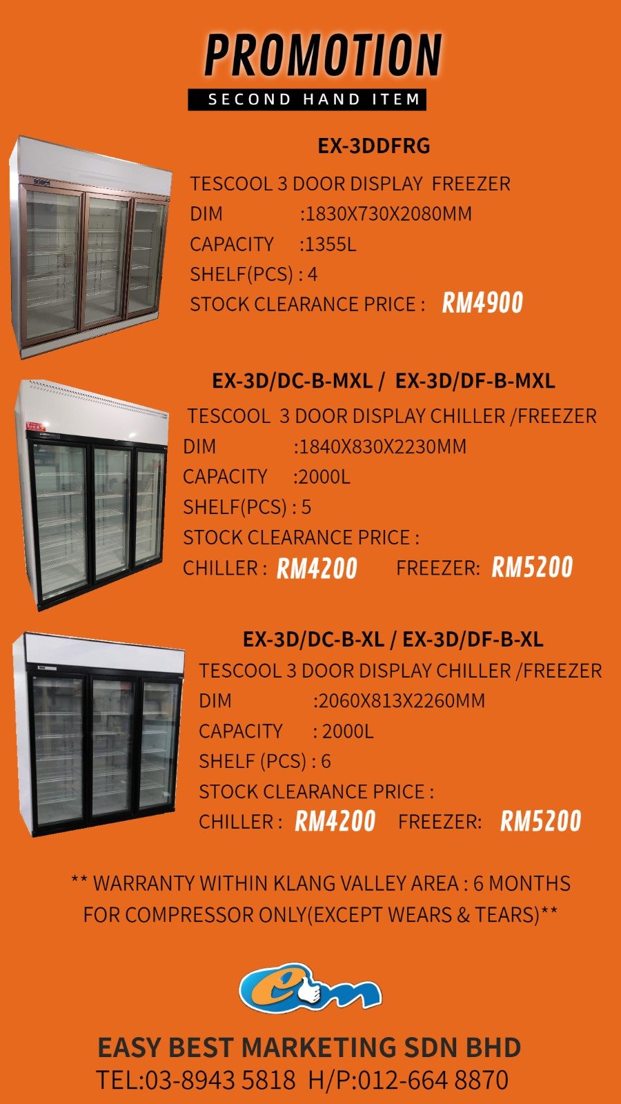 12/6/2023 Used Commercial Chiller / Freezer ( Second Hand Chiller