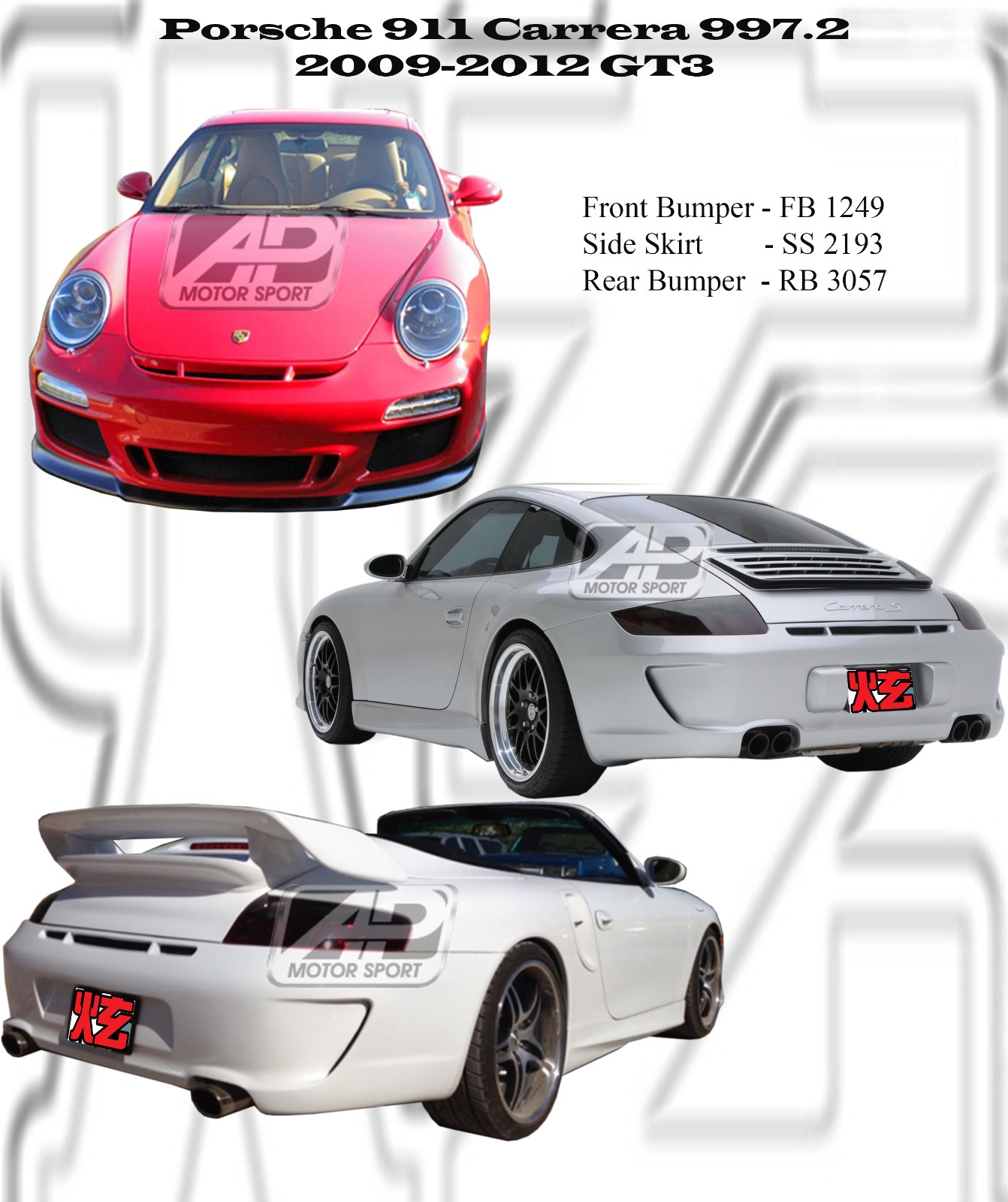 Porsche 911 Carrera 997.2 2009-2012 GT3 Bumperkits 