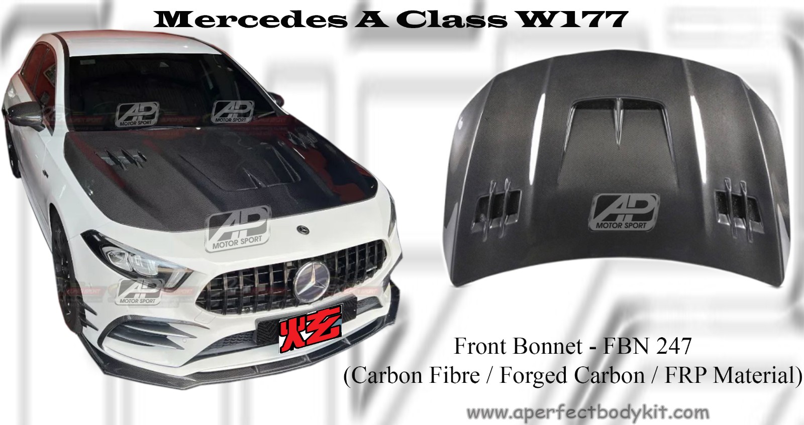 Mercedes A Class W177 Front Bonnet (Carbon Fibre / Forged Ca