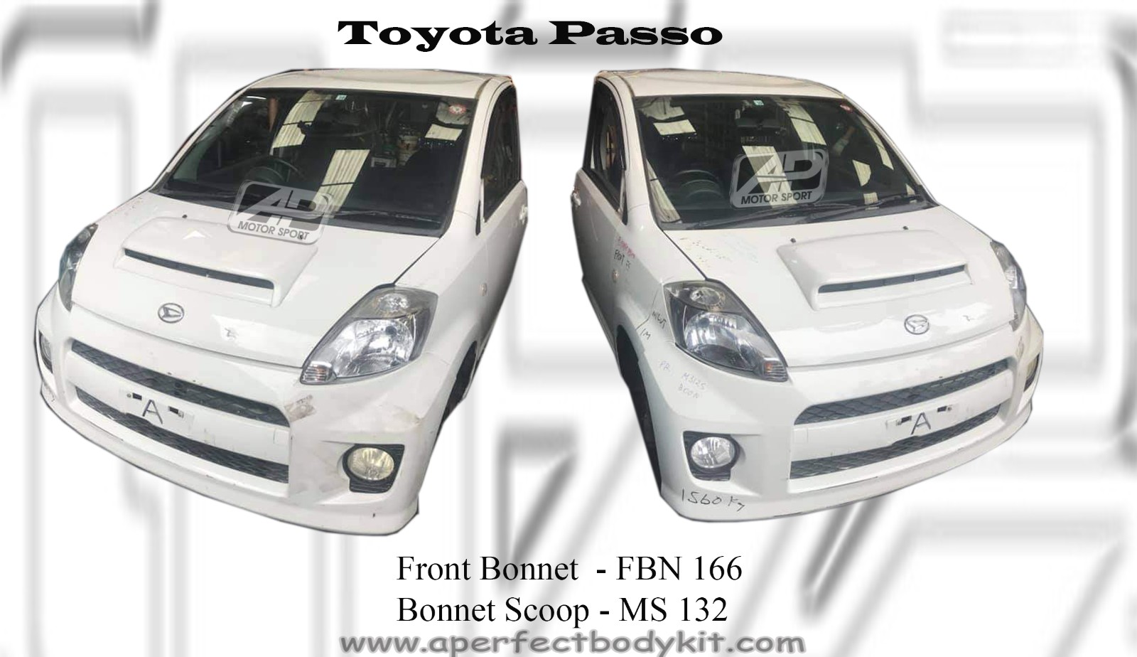 Toyota Passo Front Bonnet & Bonnet Scoop (Carbon Fibre /