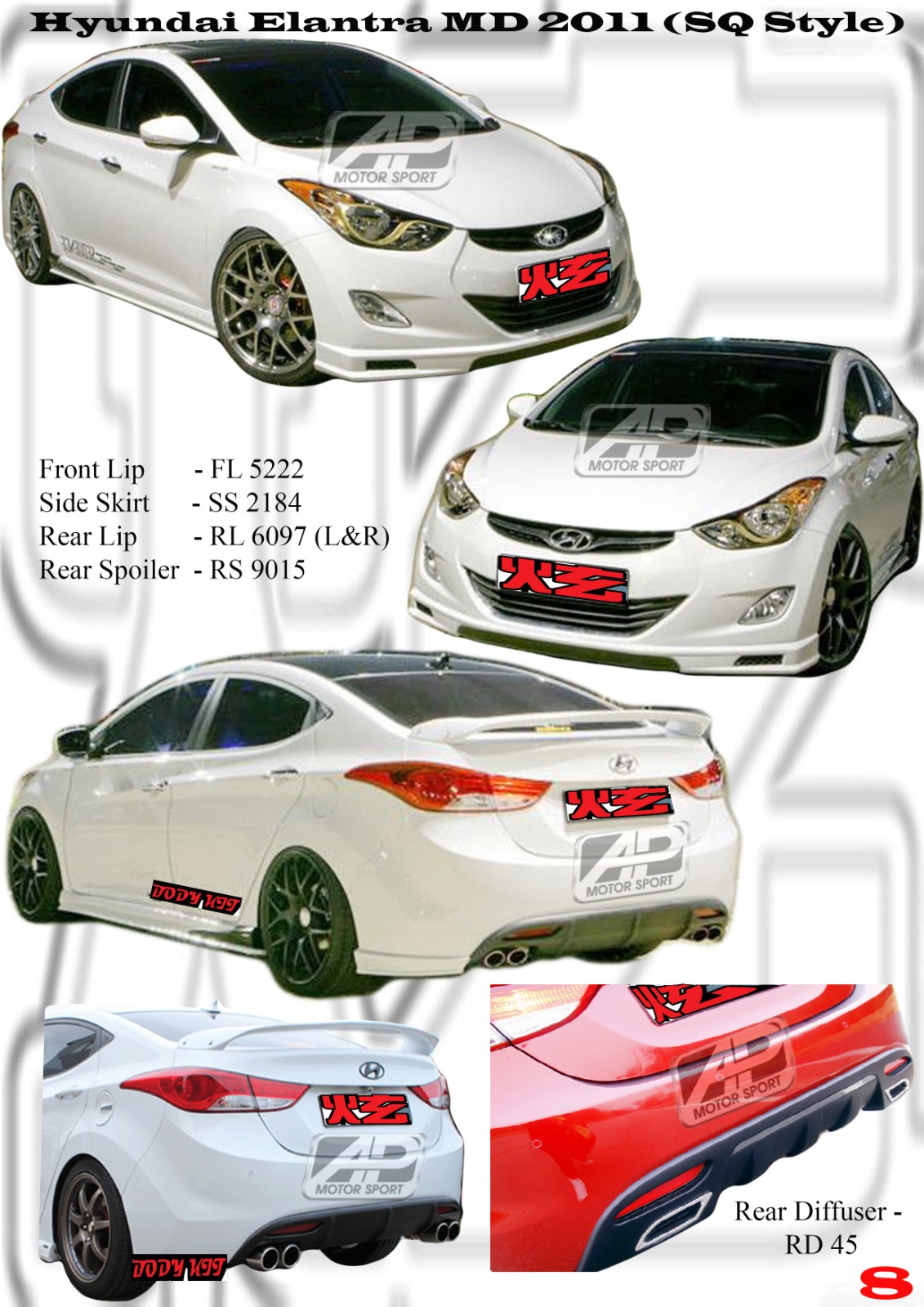 Hyundai Elantra 2011 SQ Style Bodykits 