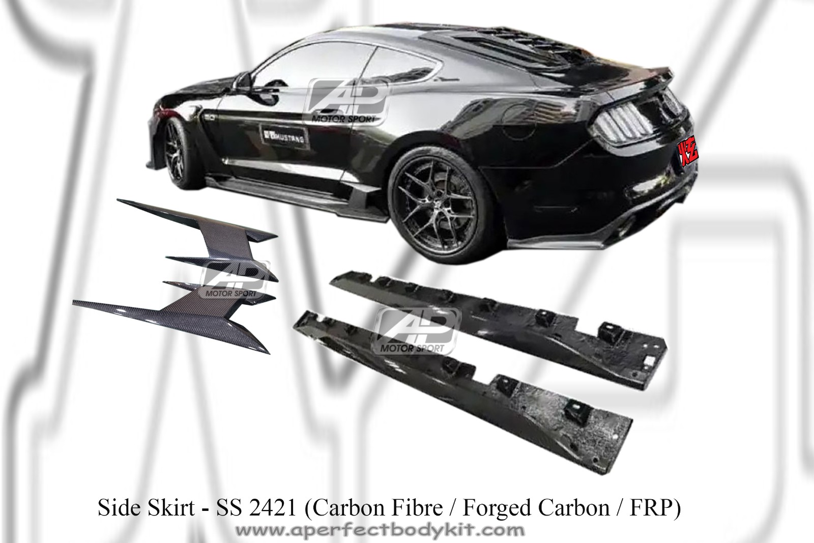 Ford Mustang Side Skirt (Carbon Fibre / Forged Carbon / FRP 