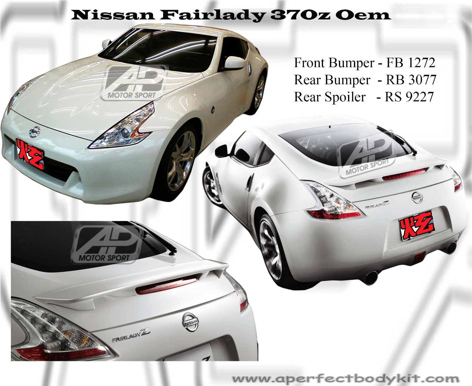 Nissan 370Z Oem Front Bumper, Rear Bumper , Rear Spoiler 