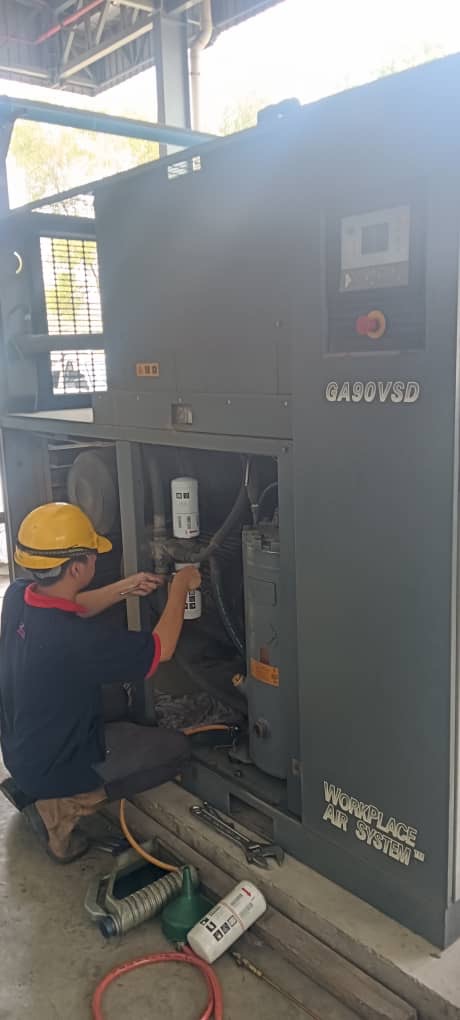 Service 120 HP Atlas Copco Inverter Type Air Compressor GA90VSD