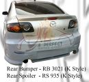 Mazda 3 2006 Sedan K Style Rear Bumper & Rear Boot Lip Spoiler 