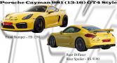 Porsche Cayman 981 2013-2016 Front Bumper, Rear Diffuser, Rear Spoiler (GT4 Style) 
