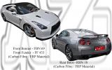 Nissan GTR R35 Front Bonnet, Front Fender, Rear Boot (Carbon Fibre / Forged Carbon / FRP Material) 