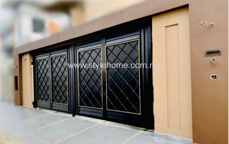 Main Gate with tailor made work using rod iron, SS steel and