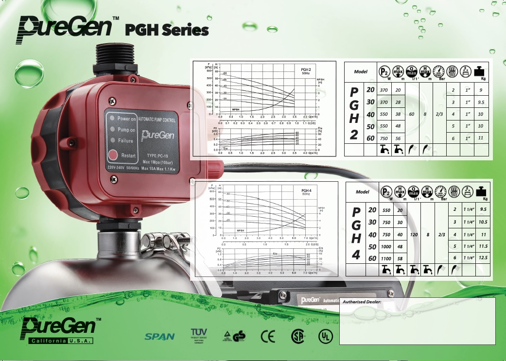 PUREGEN PGH Series Water Pressure Pump Catalogue