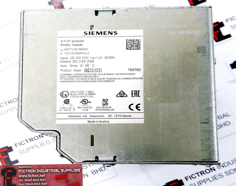 6EP1436-3BA00 6EP14363BA00 DC24V 20A SIEMENS SITOP Modular PSU REPAIR IN MALAYSIA 1-YEAR WARRANTY