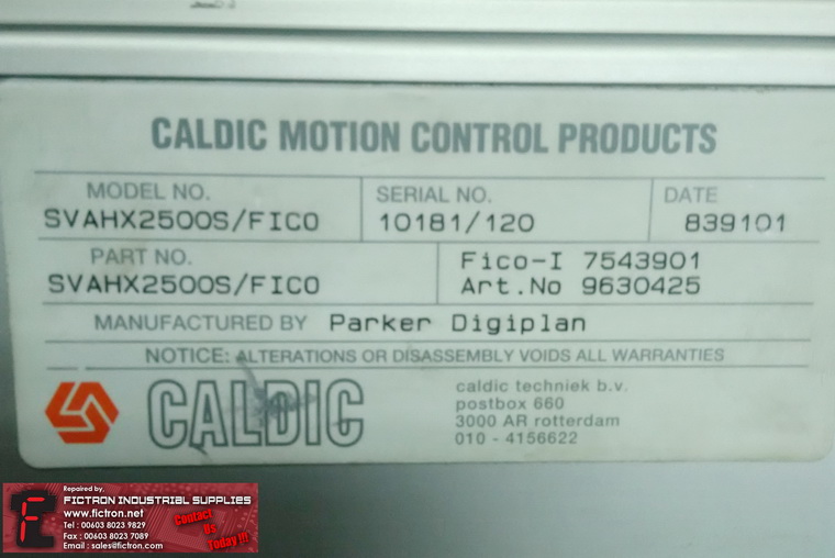  SVAHX2500S/FICO CALDIC Motion Control Products PARKER DIGIPLAN REPAIR IN MALAYSIA 12 MONTHS WARRANTY