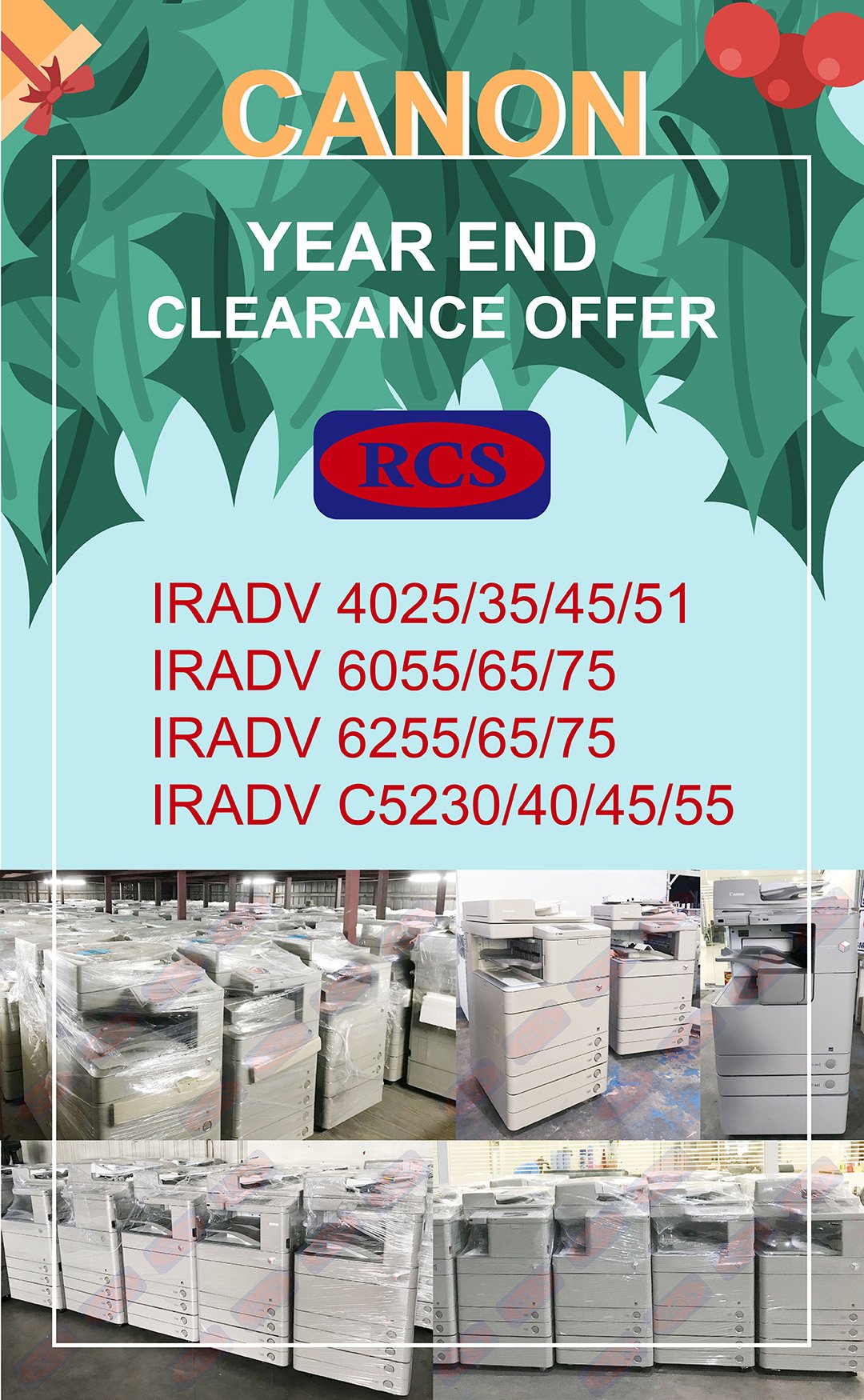 CANON YEAR END CLEARANCE OFFER! FUJI XEROX/RICOH/KONICA MINOLTA RECONDITIONED COPIER WHOLESALE