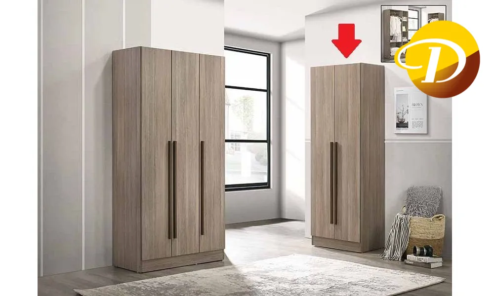 HF 631 2 Doors Wardrobe 3D Oak Finish