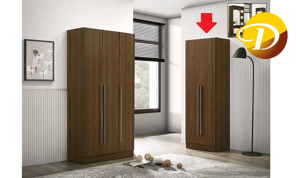 HF 631 2 Doors Wardrobe 3D Walnut Finish