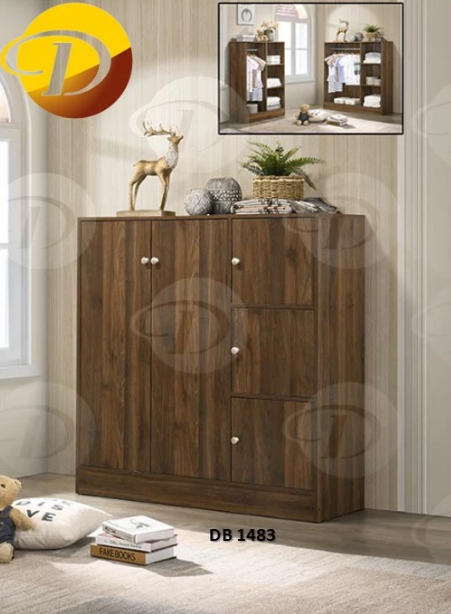 DB 1483 Children Wardrobe Kids Clothes Storage Cabinet Walnut