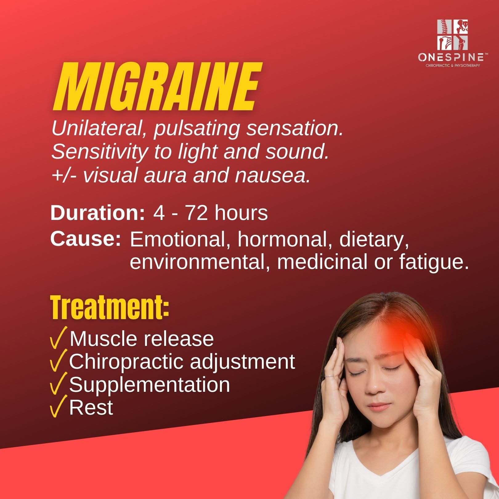 Migraine headache with one-sided pulsating pain and light sensitivity