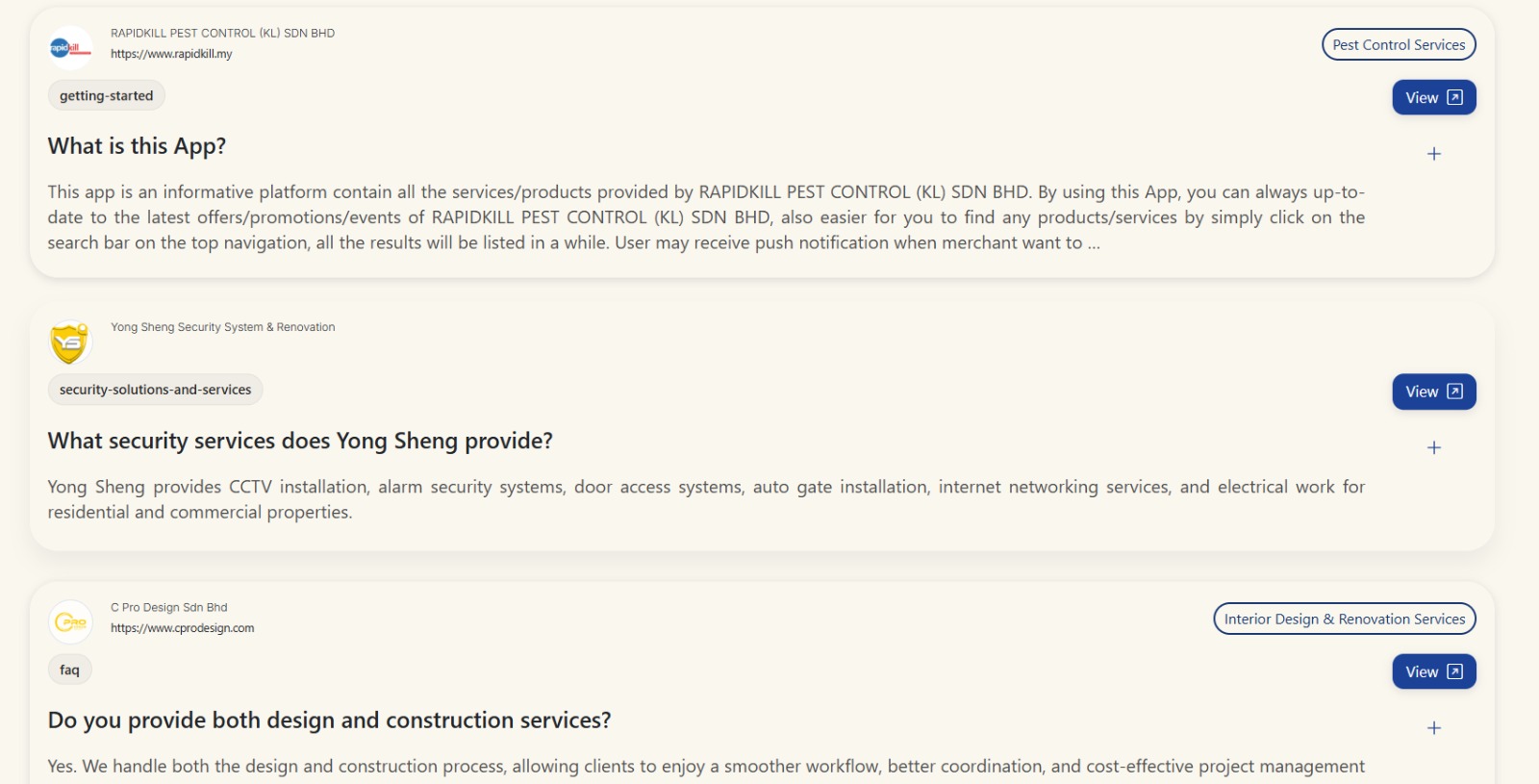 FAQ2U searchable FAQ platform for business knowledge management
