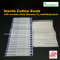 Sterile Cotton Swabs with wooden stick (Gamma Y), individual pack 