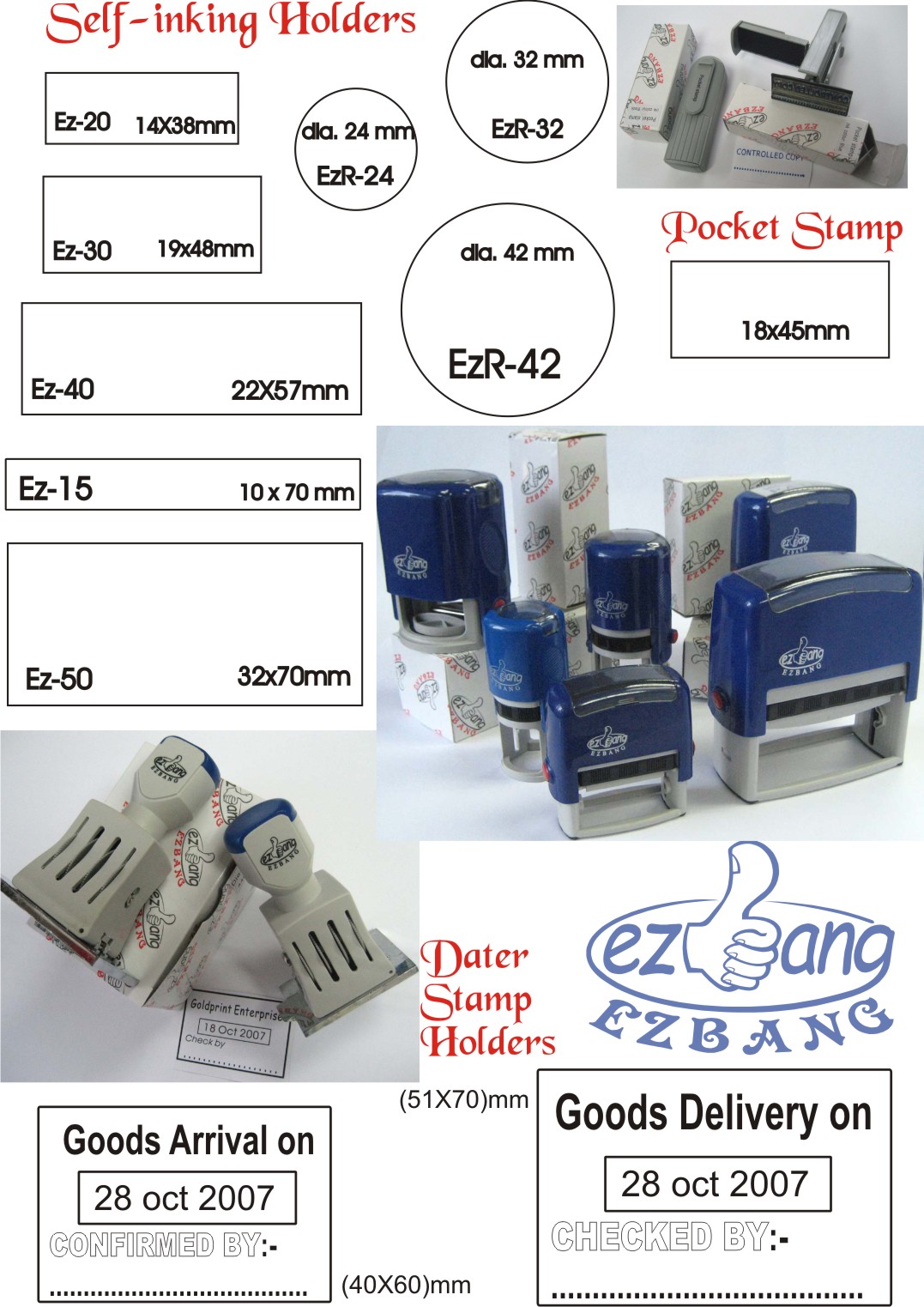 Dater Stamp Size Chart