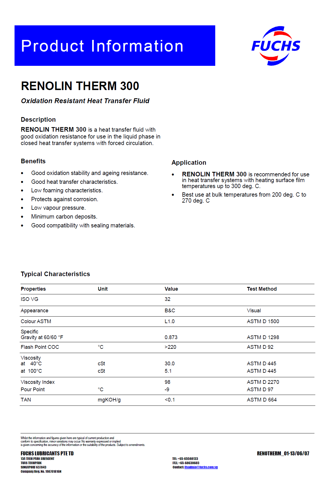 RENOLIN THERM 300 technical data sheet