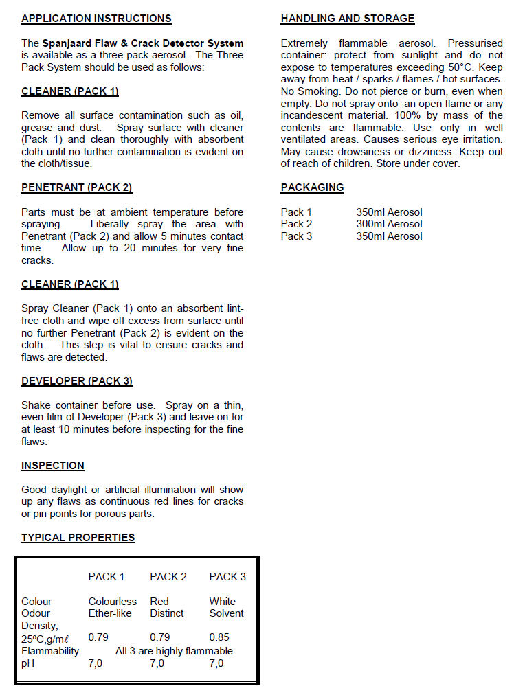 Dye Penetrant Spray 1-2-3 Test Kit