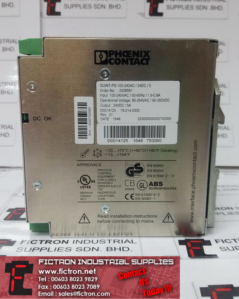QUINT-PS-100 QUINTPS100 PHOENIX CONTACT POWER Supply Repair Malaysia Singapore Indonesia Portugal USA