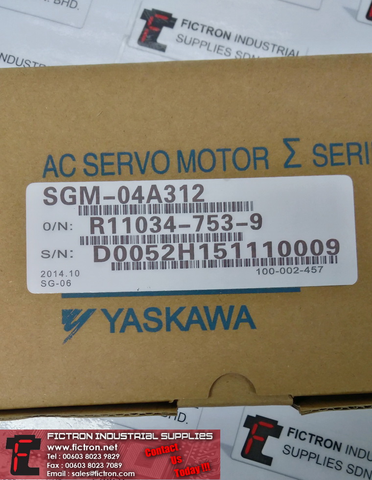SGM-04A312 SGM04A312 YASKAWA AC SERVO MOTOR Supply Repair Malaysia Singapore Indonesia USA Portugal 