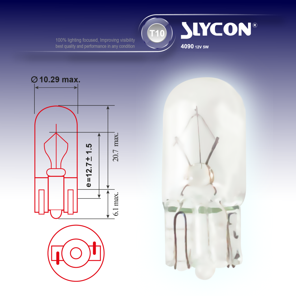 SLYCON Light Bulb T10/W5W 4090 12V 5W (10PC/1Box)