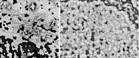 Titanium dioxide powder imaged with CeB6 and tungsten sources Titanium dioxide powder imaged with CeB6 and tungsten sources